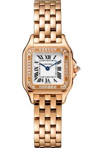 The elgant fake Panthère De Cartier WJPN0008 watches are made from 18k rose gold and diamonds.