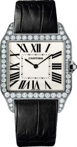 The comfortable copy Santos De Cartier Santos-Dumont WH100651 watches have matt alligator leather straps.