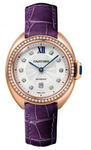The luxury copy Clé De Cartier WJCL0038 watches are made from 18k rose gold and decorated with diamonds.