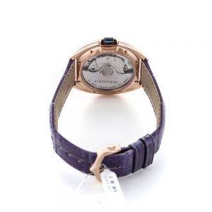 The attractive fake Clé De Cartier WJCL0038 watches have purple leather straps.
