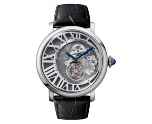 The 46.2 mm fake Rotonde De Cartier W1556214 watches have skeleton dials.