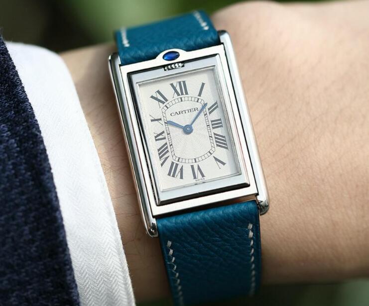 blue cartier tank watch